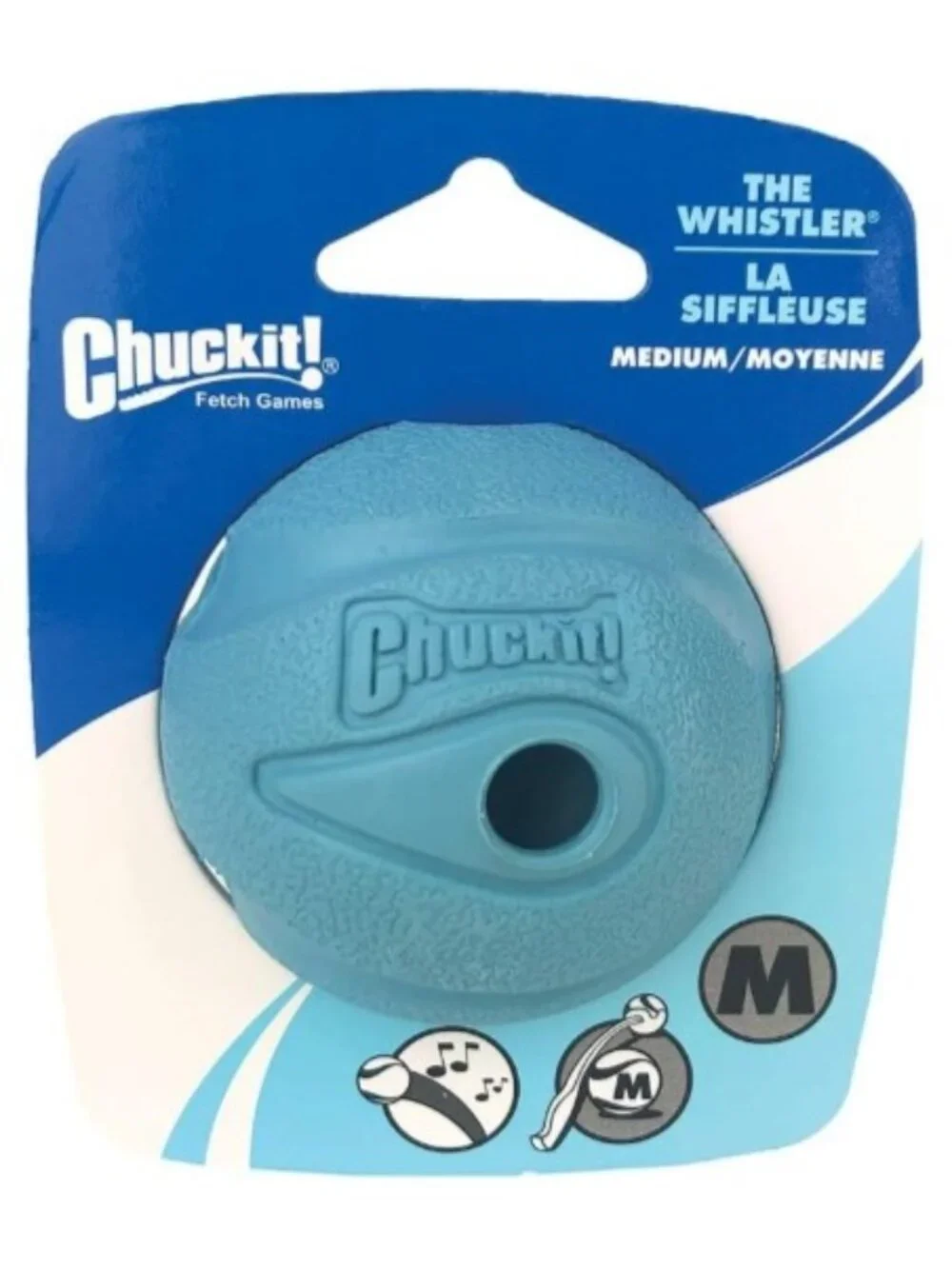 𝗖𝗵𝘂𝗰𝗸𝗶𝘁! 𝗧𝗛𝗘 𝗪𝗛𝗜𝗦𝗧𝗟𝗘𝗥 Ball Dog Toy Blue (Size Medium)
